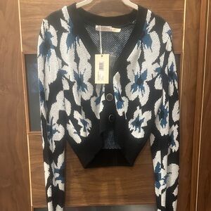 RAMY BROOK Floral Patterned Women's Sweater - Black and Blue